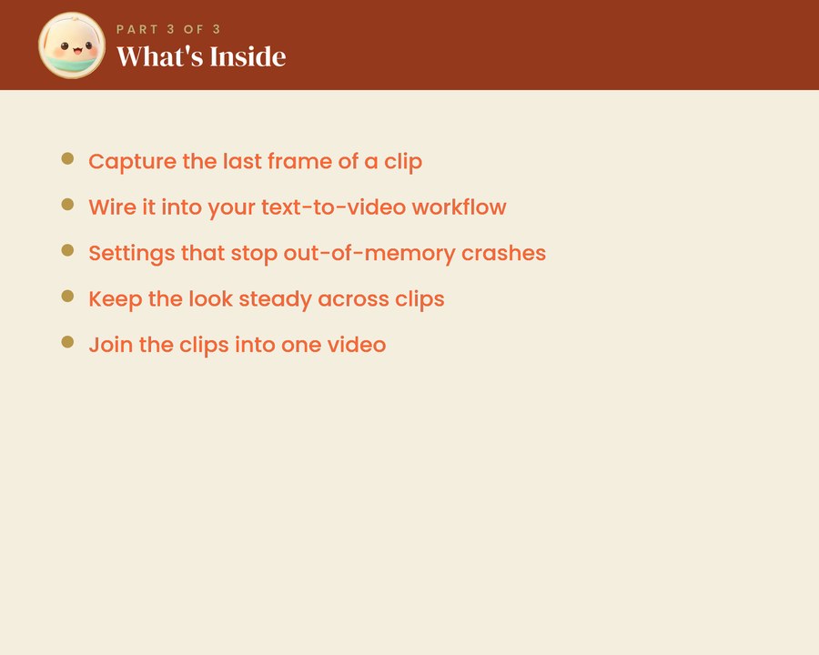 What is inside ComfyUI Video Continuation Guide | Chain AI Clips into One Flowing Video | Image to Video