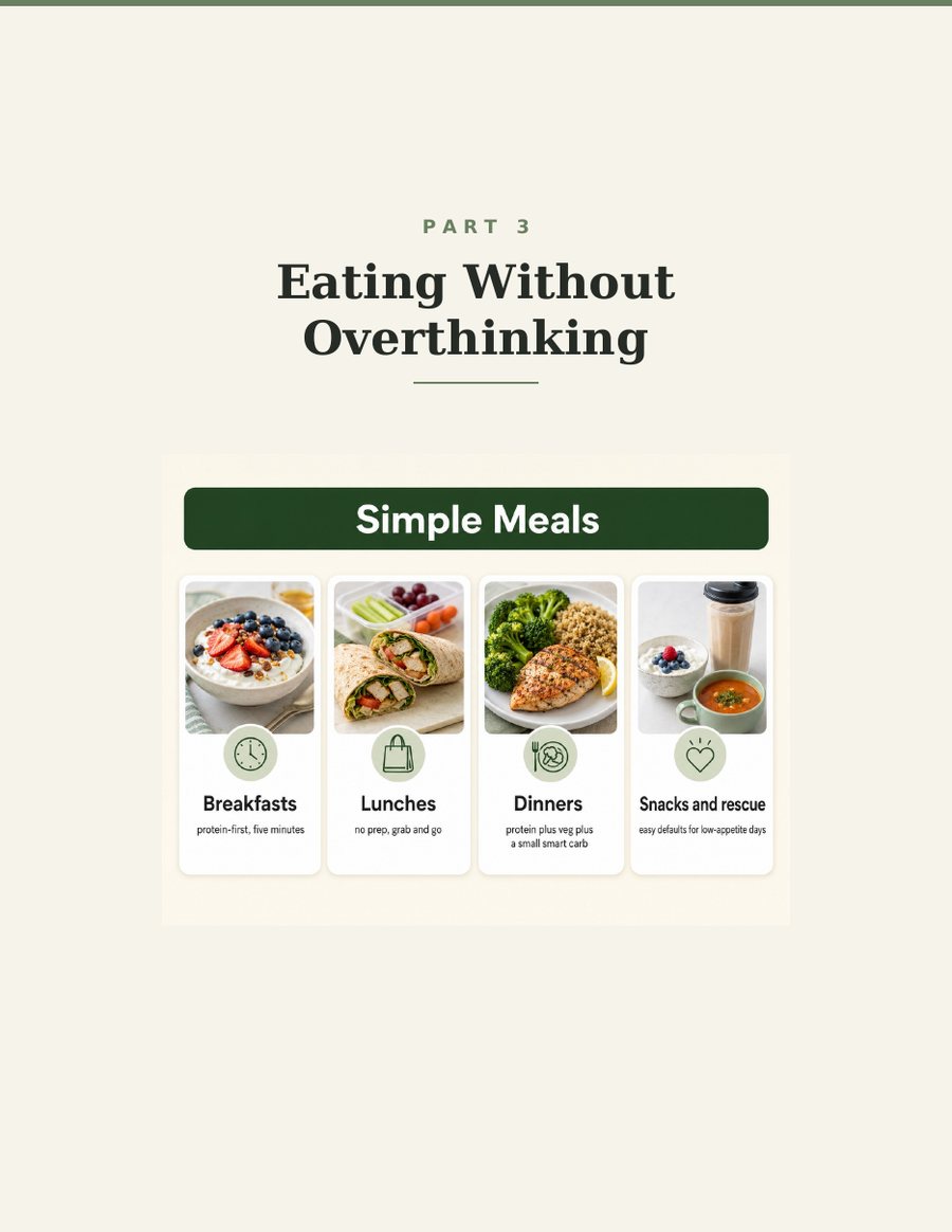 A page from inside GLP-1 Diet Guide & Meal Planner | Eating Well on Ozempic, Wegovy, Mounjaro (PDF)